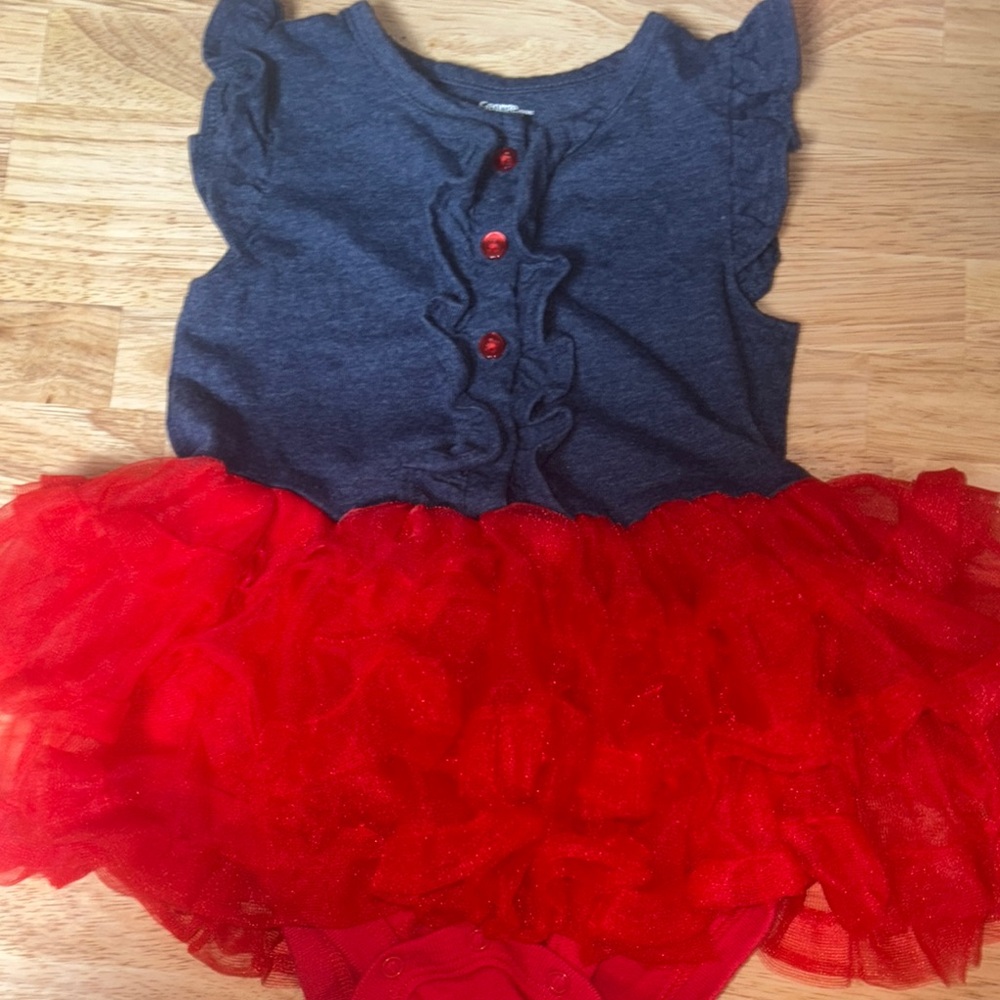 Red and Navy Blue Baby Dress By George (12-18 Months)